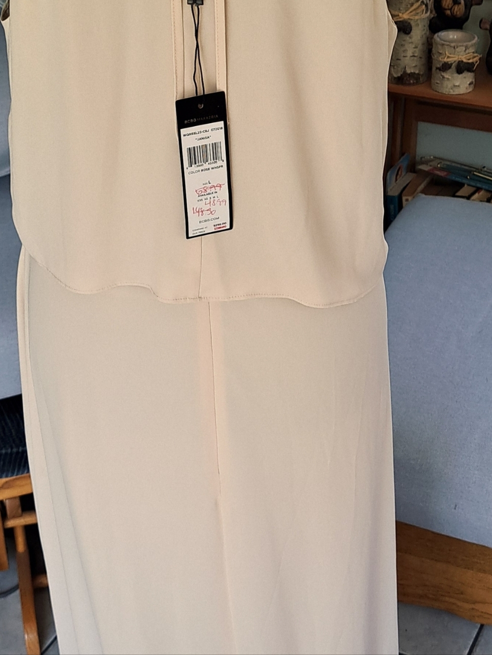 BCBG MaxAzria Blush Halter Ruffle Maxi Dress - Picture 7 of 8